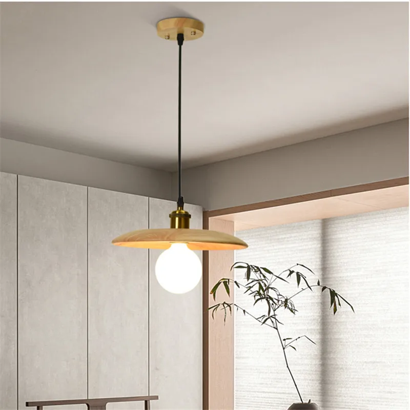 

Лампа для столовой 28 см, люстра из массива дерева в стиле ретро для домашнего отдыха, кофейни, спальни в скандинавском стиле, прикроватная маленькая Подвесная лампа