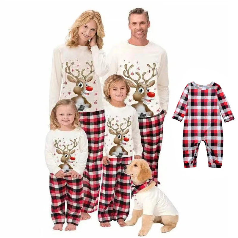 2022 New Year Winter Fashion Couples Christmas Pajamas Family Clothing Set Mother Kids Baby Girl Clothes Christmas Pajamas