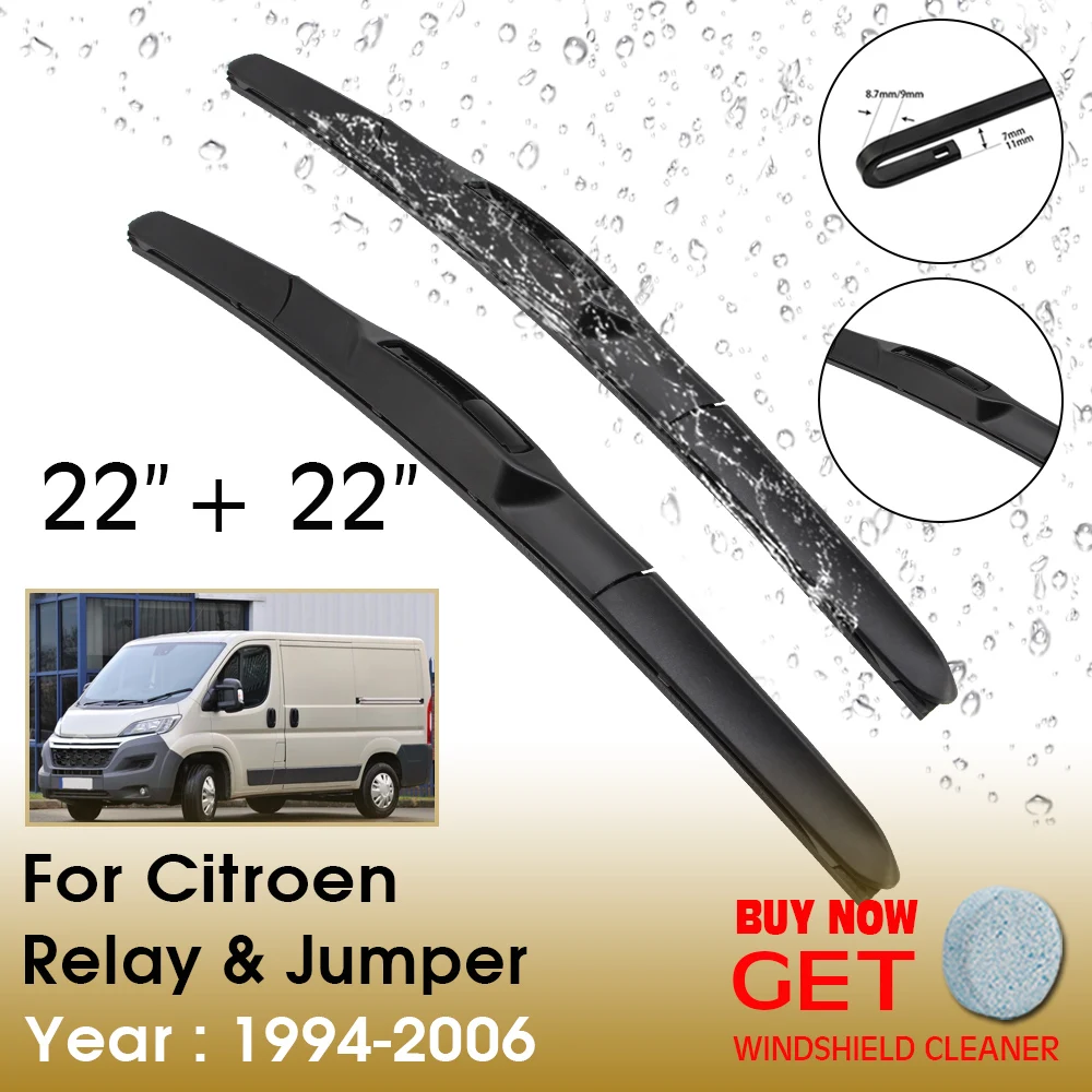 

Car Wiper Blade For Citroen Relay & Jumper 22"+22" 1994-2006 Front Window Washer Windscreen Windshield Wipers Blades Accessories