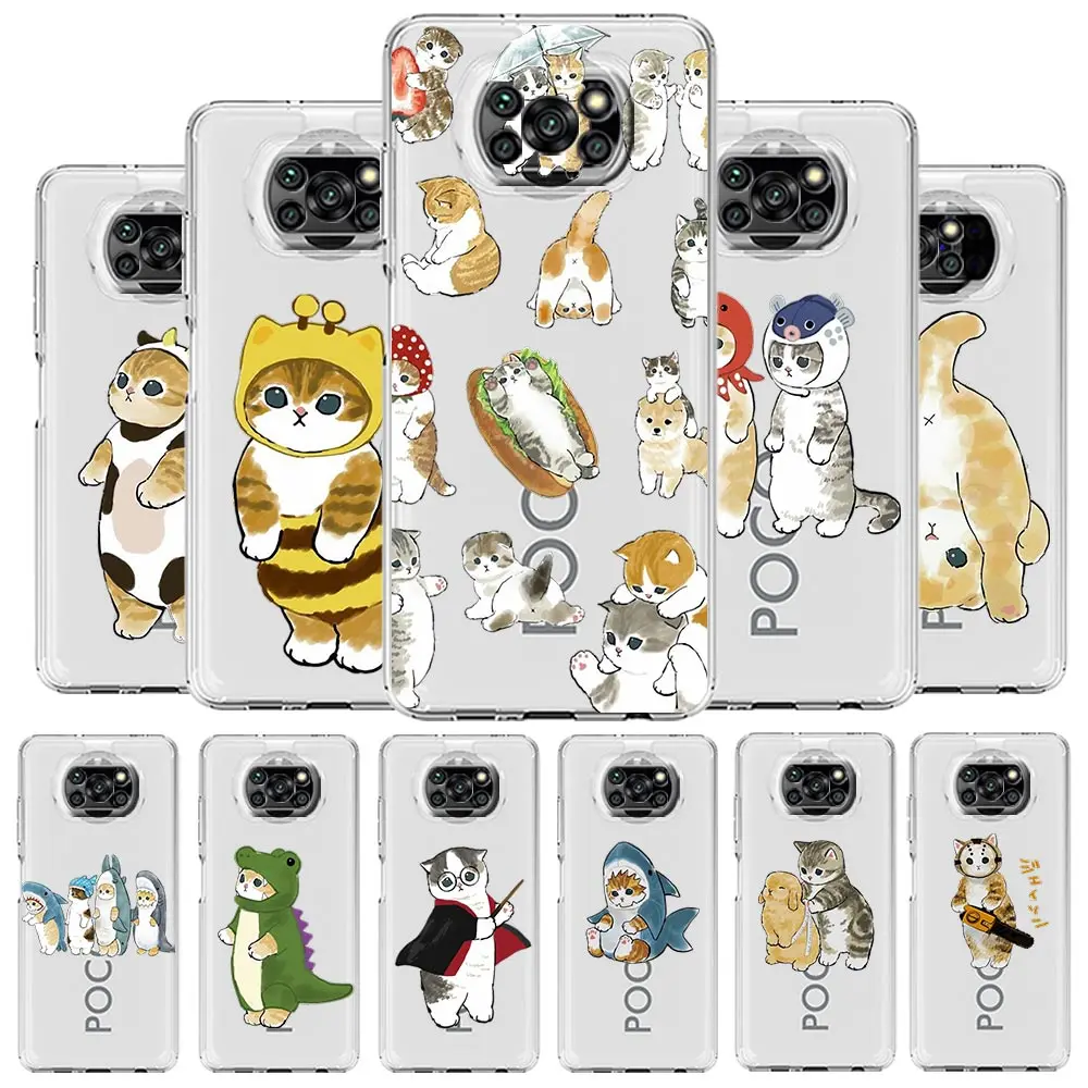 

Cute Cat Cartoon Animal For Xiaomi Poco X3 NFC F3 M3 X4 X5 Pro 5G Phone Case Mi 11 Lite Ultra 11T 11X 12 11i Soft Clear Cover