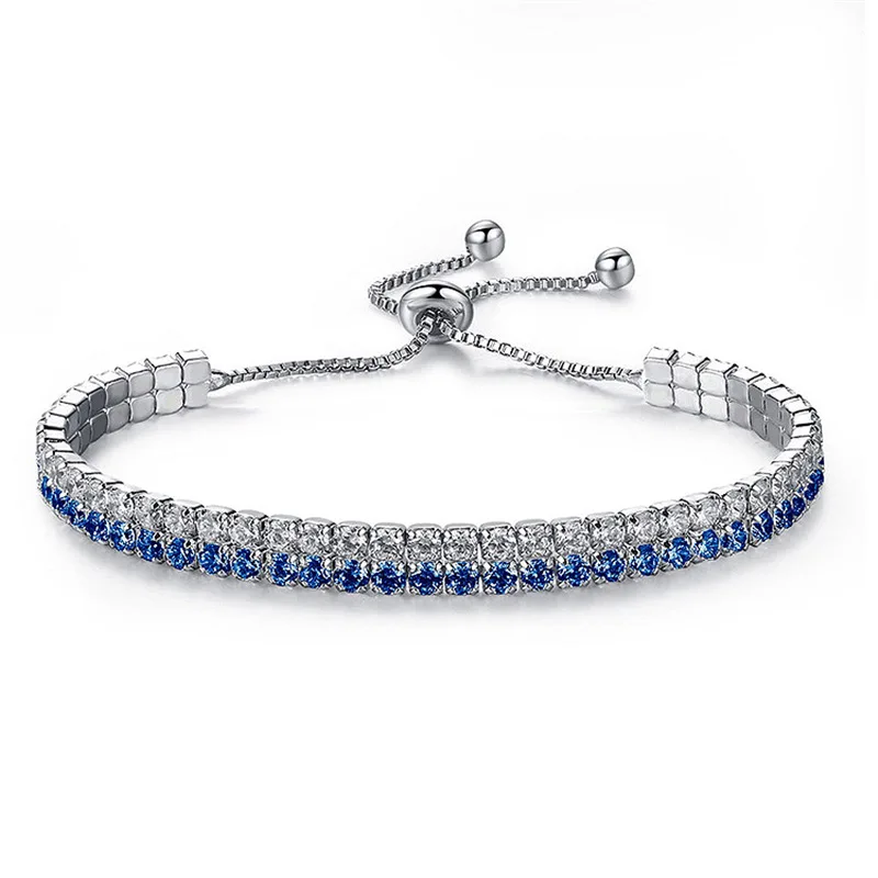

Double Layer Fresh Fashion 2 Color Round Zirconia Bracelet Chain for Women Simple Elegant Luxury Tennis Bracelets Birthday Gifts