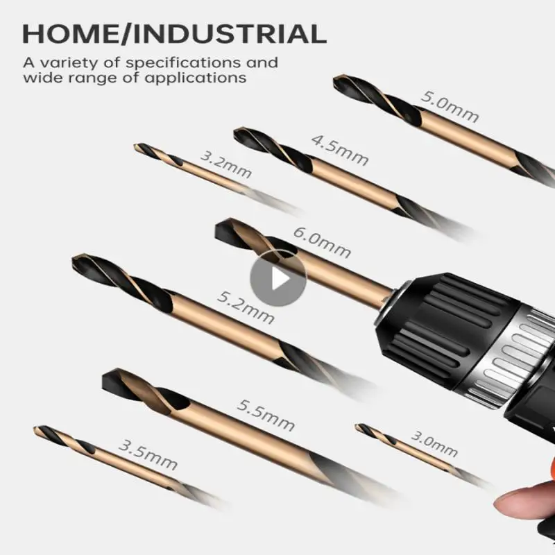 

5/9pcs Auger Bit Double-headed Double-edged Metal Stainless Steel With Cobalt Ultrahard Drill Iron Drilling 3.0-6.0mm Drill Bit