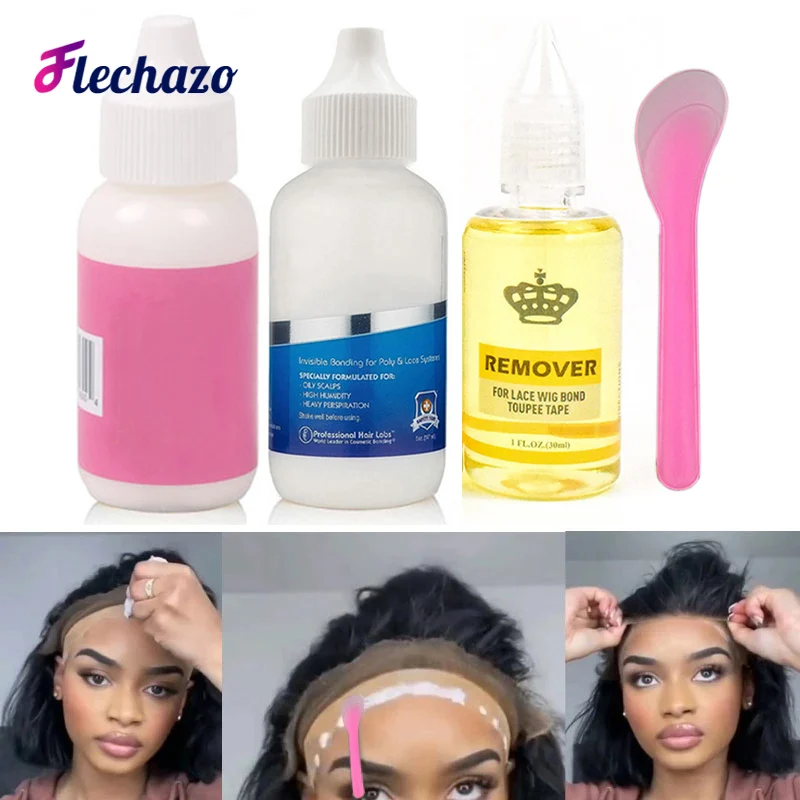 Wig Glue Set For Front Lace Wig, Invisible Waterproof Lace Glue Hair Adhesive For Poly Lace Hairpieces Wigs Toupee Systems