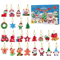 toyvian 24pcs kids advent calendar christmas countdown toys mini ornaments christmas resin charms for christmas tree