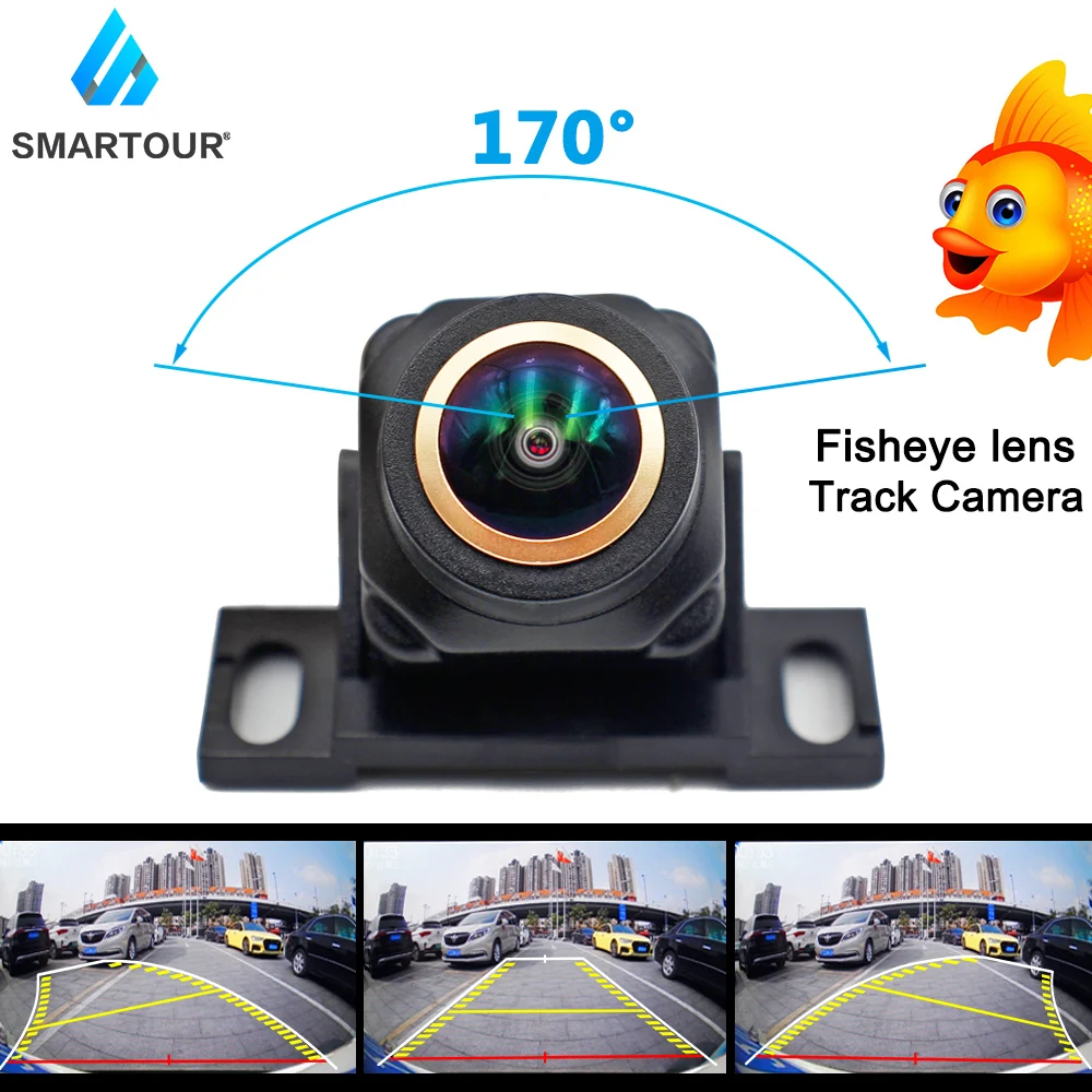 

SMARTOUR Night Vision Fisheye Lens Vehicle Reverse Backup Dynamic Rear View Camera Gilded Universal Track camera HD 1080P unique