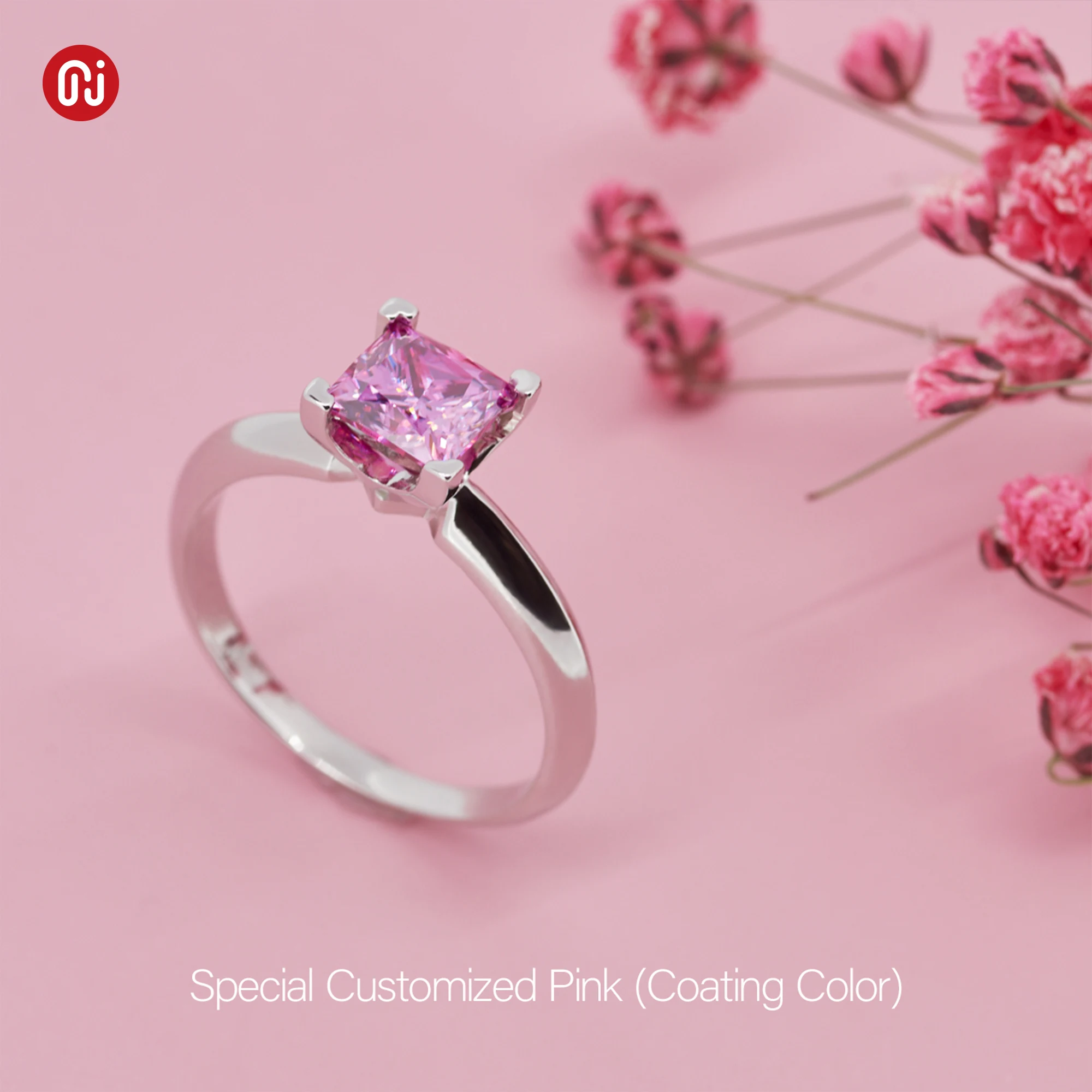 Фото GIGAJEWE 1.2ct 6,0 мм D Princess 18K покрытое белым золотом кольцо из серебра 925 пробы с моиссанитом подарок для женщины символ любви женщина девушка Gif №3