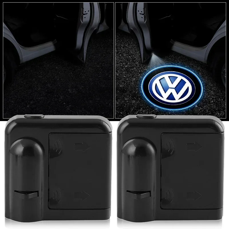 

Для VW Новый 2 шт. Беспроводная HD лампа для двери автомобиля Проектор Добро пожаловать Свет для Volkswagen VW RLine R Golf Amarok T5 Phaeton ID
