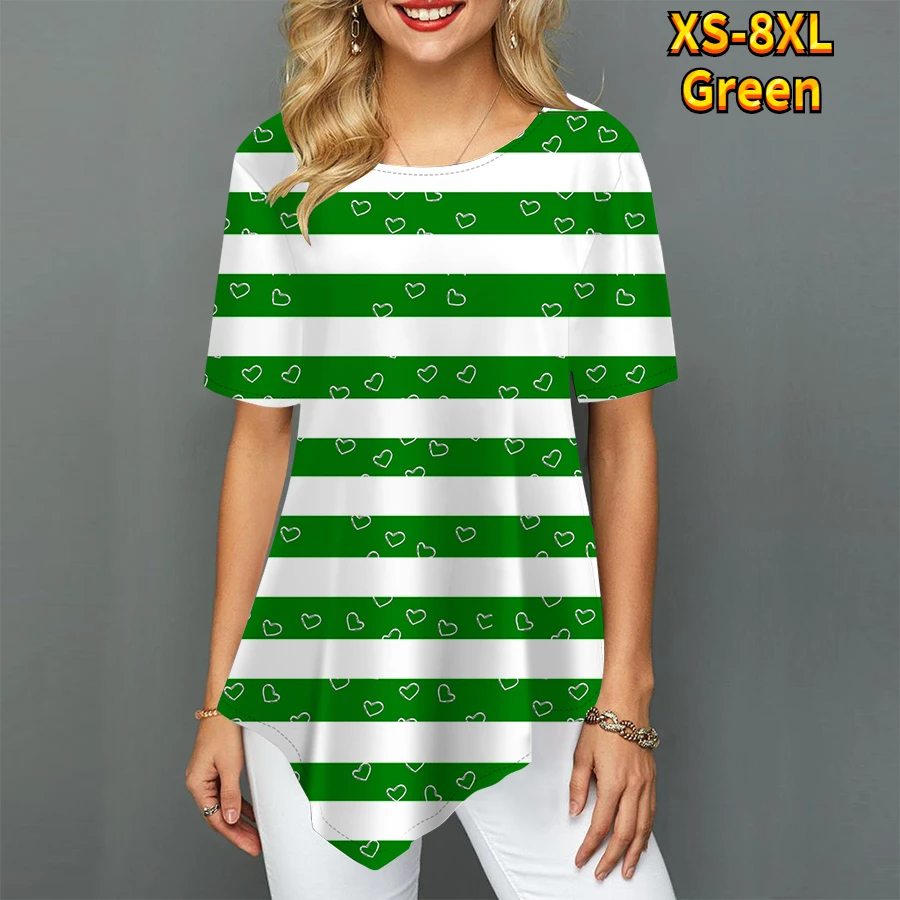 

New Women's Striped Printed Women's T-shirt Fashion Women's T-shirt top Casual women's clothing short Sleeve T-shirt XS-8XL