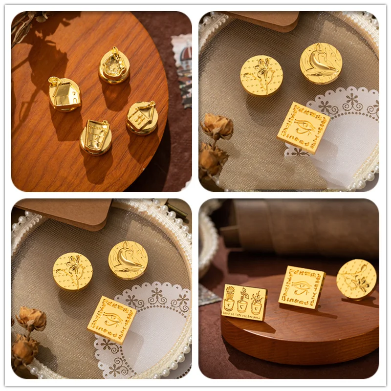 

Potted Plant Mysterious Egyptian Eye Wax Seal Stamp DIY Pyramid Black Cat Seals Wedding Postage Envelopes Hobby Card Craft Decor