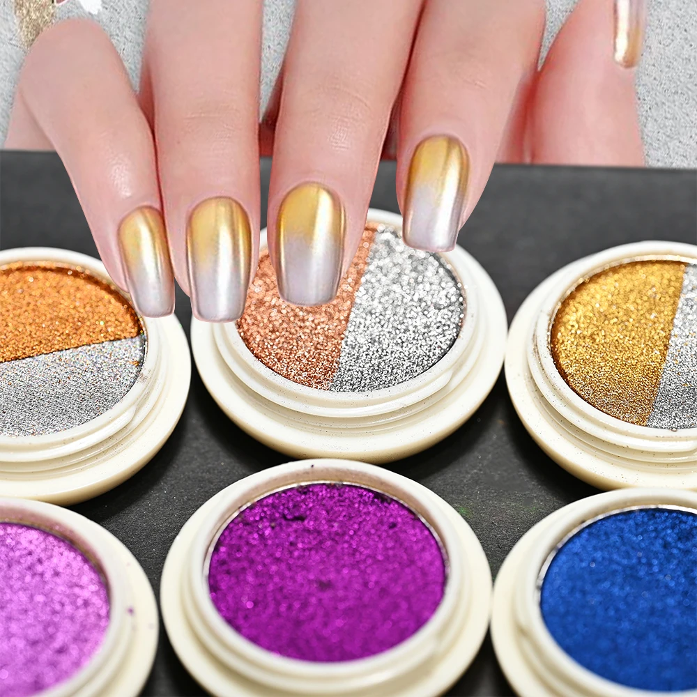 

Holographic Nail Powder Aurora Effect Holographic Solid Mirror Iridescent Nails Chrome Pigment Fine Nail Art Dust Manicure Tools