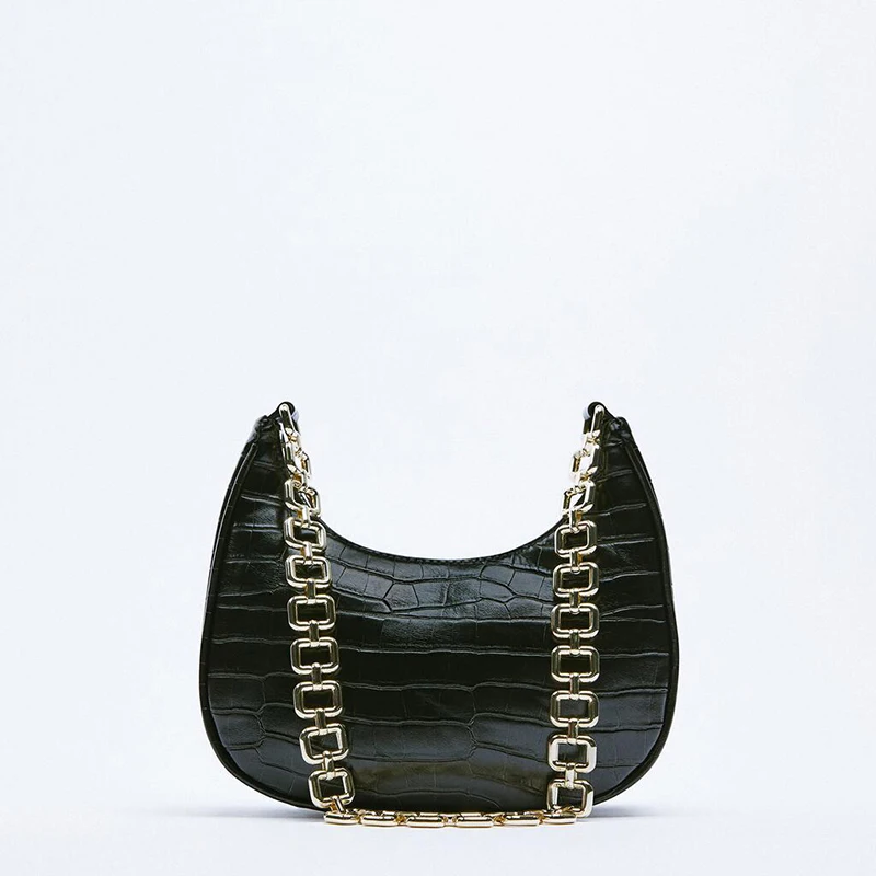 

Spring New Women's Cute Side Bag Fashion Half Moon Black Chain Luxury Designer Bag All-match Underarm Woman Clutch Bag