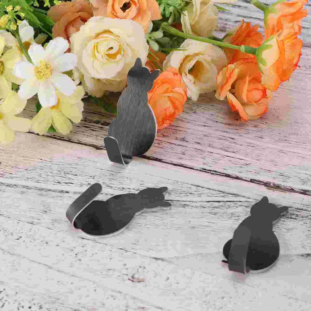 

8pcs Sticky Hooks Cat Shaped Stainless Steel Nail Free Hooks Adhesive Wall Mounted Hooks Decoration