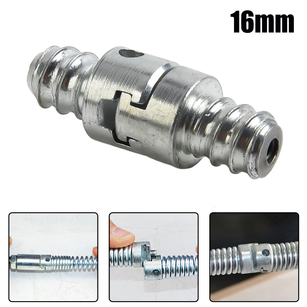 

16mm Electric Drill Dredge Cleaner Adapter Sewer Spring Pipe Cleaning Tool Connector Carbon Steel Connecting Rod