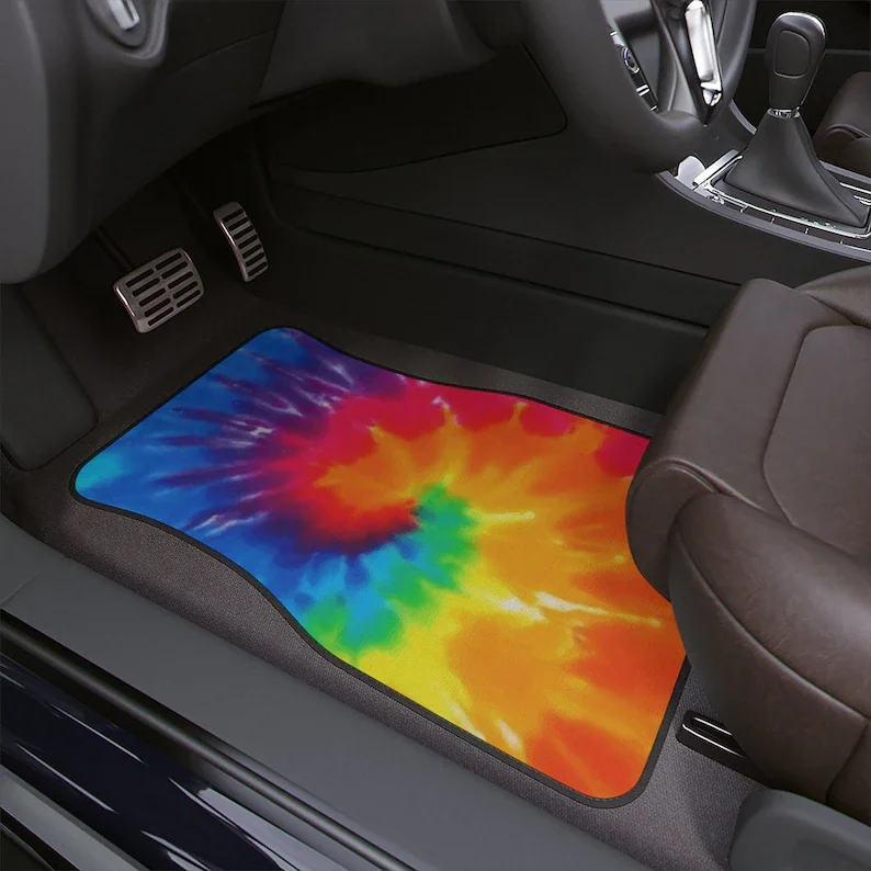 

Tye Dye Psychedelic Hippie Vintage Inspired Car Accessory Floor Mats Retro Mod Car Decor Vehicle Hippie Van Truck Car Gift Floor