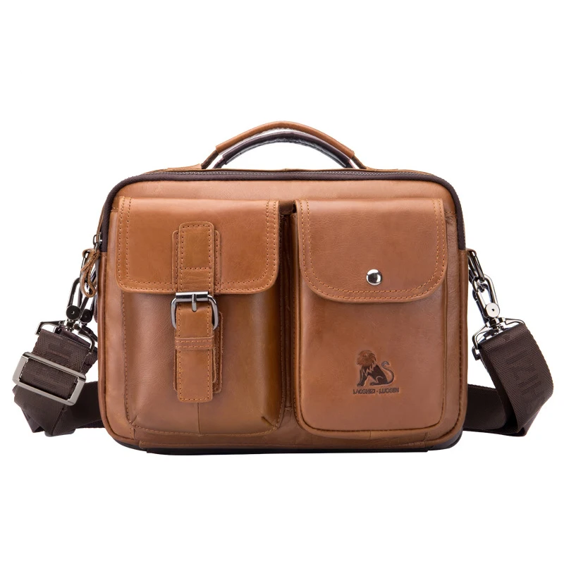 Мужская сумка через плечо из воловьей кожи в стиле ретро