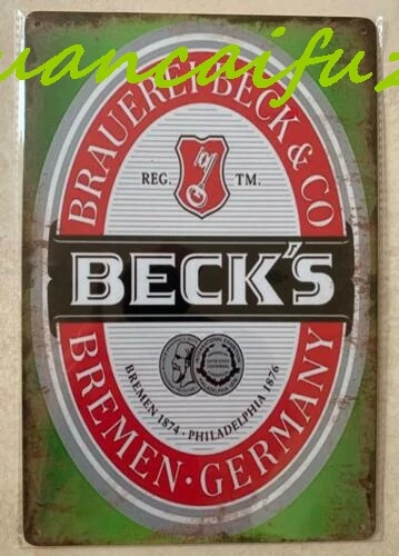 SJKY BECKS BEER METAL PLAQUE SIGN BAR PUB MAN CAVE GARAGE 20 x 30 БОЛЬШОЙ