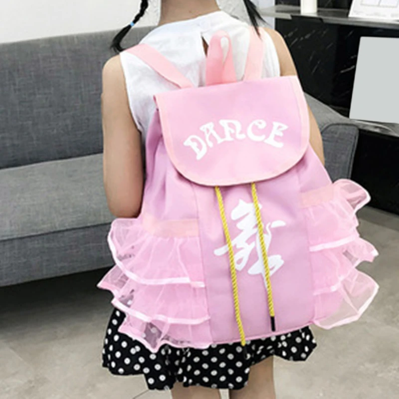 

Розовая кружевная Танцевальная сумка для девочек, танцевальная балетная сумка для девочек, детская сумка балерины, Детский рюкзак с вышивк...