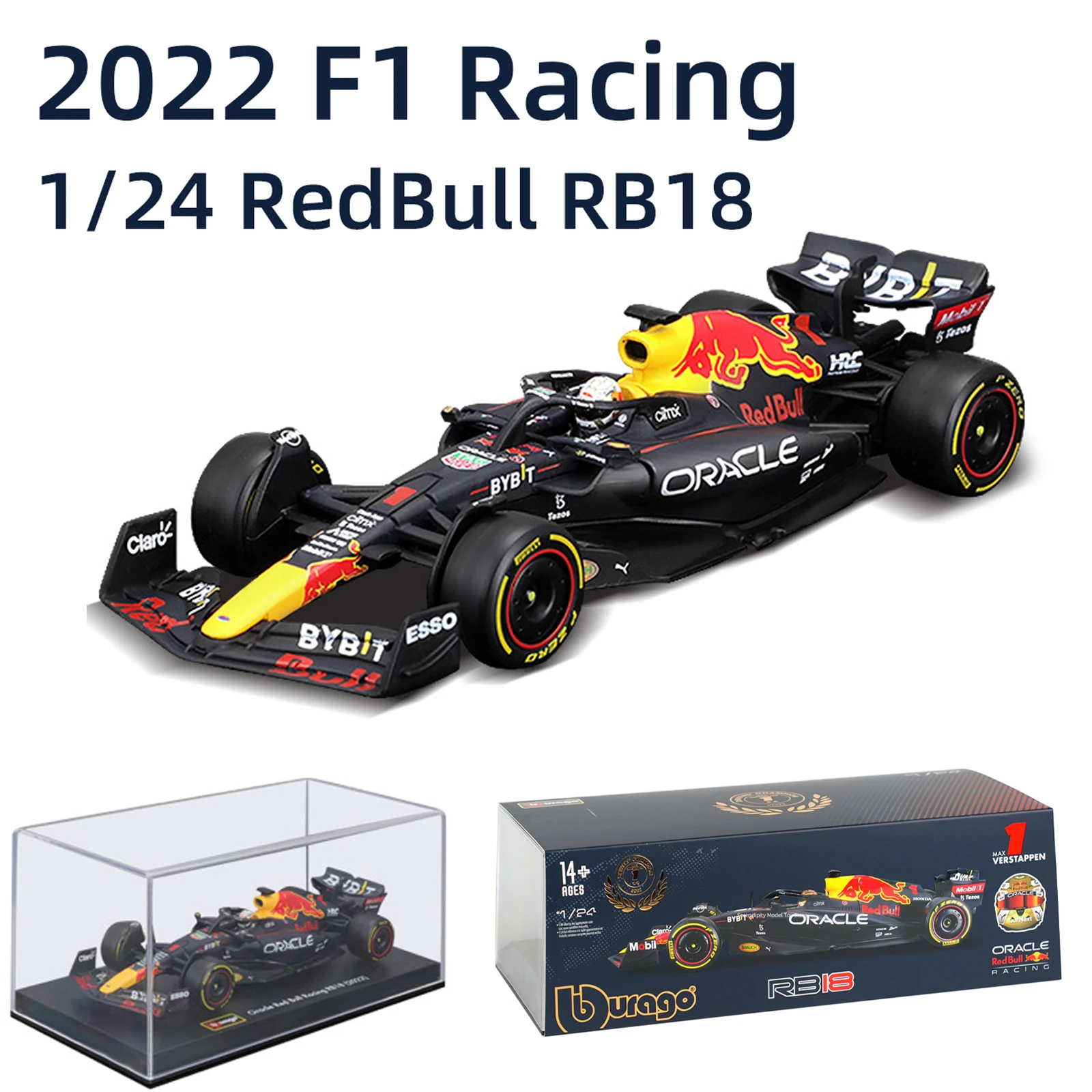 Bburago 1:24 Oracle RB18 Raing Winner Abu Dhabi Grand Prix 2022 Max Verstappen Formula Автомобиль Статическая литая под