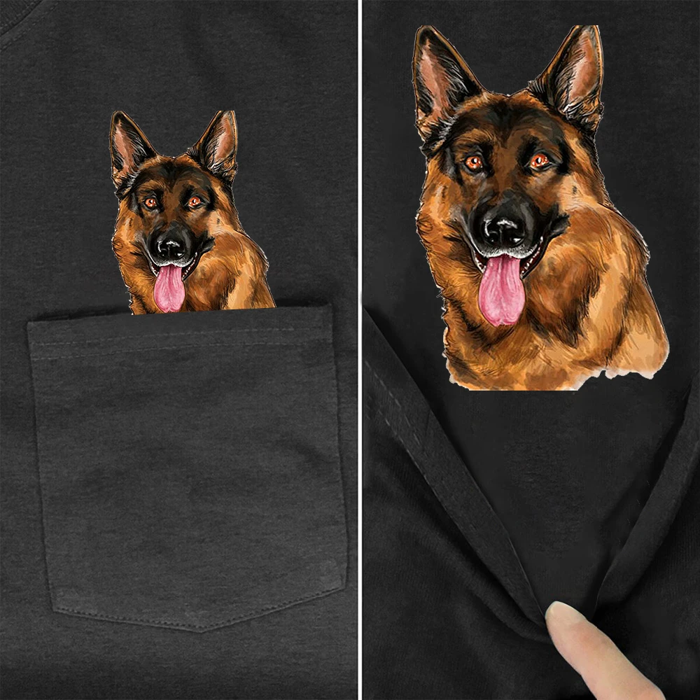 Модные брендовые хлопковые футболки CLOOCL, Забавные футболки с карманом немецкой овчарки, топы с коротким рукавом, топ в стиле хип-хоп, графическая футболка, женская одежда