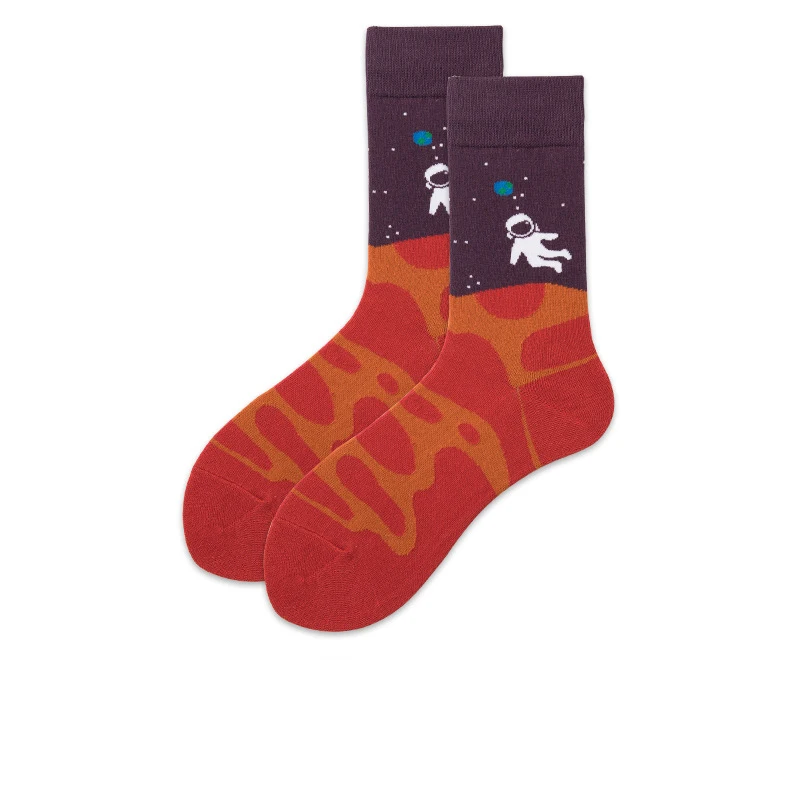 

Men Women Socks Trending Couples Space Astronaut Pattern Design Street Hip Hop Mid Tube Cool Socks