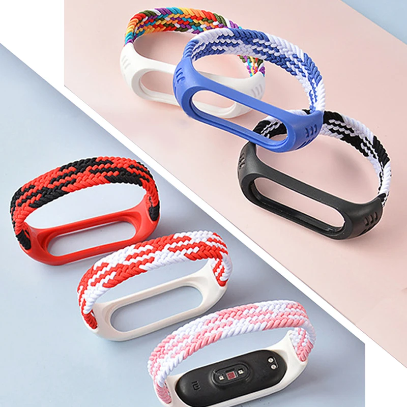 Nylon Braided Solo Loop for Xiaomi Mi band 6 5 Strap Bracelet belt Mi band 5 Miband 4 Wristband for xiaomi Mi band 3 4 watchband