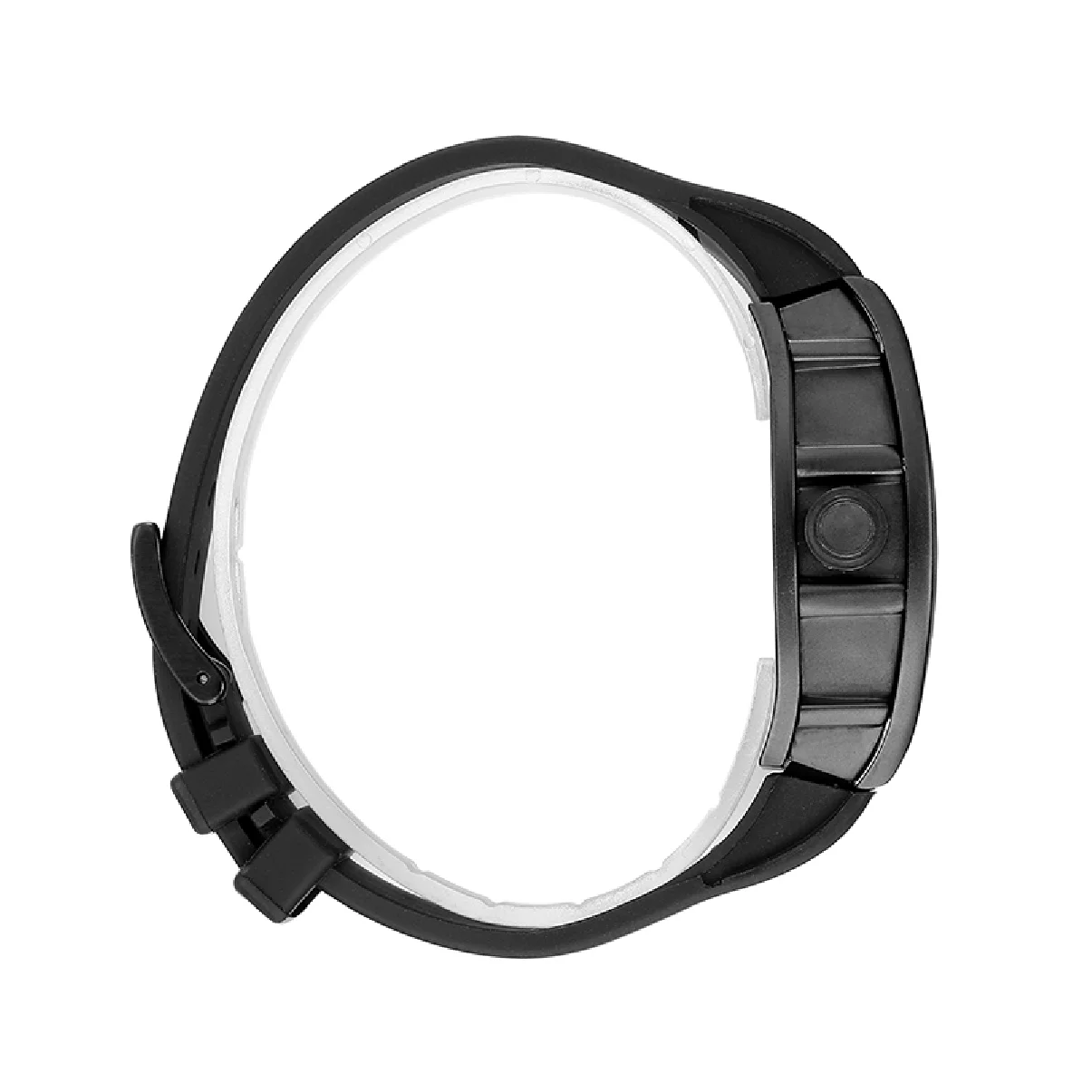 

Silicone Watchbands 26mm Men Black Sports Diving Rubber Watch Strap Silver Stainless Steel Buckle