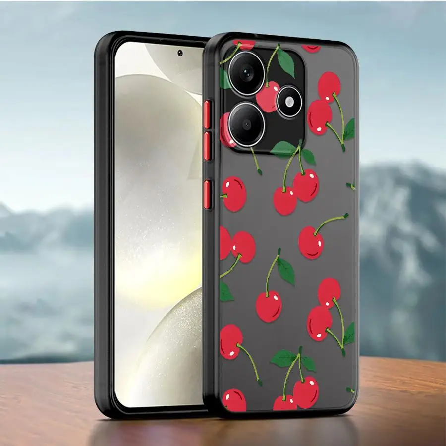 Фото Чехол с мультяшным рисунком вишни для Xiaomi Redmi Note 15 10 13 14 Pro Plus 14C 13C 11 9S A4 12 Funda Phone Cover №2