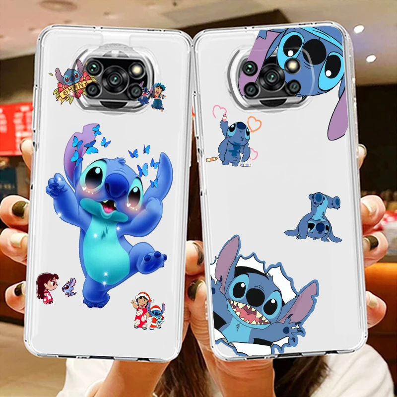 

Transparent Phone Case For Xiaomi Poco X4 X3 X2 NFC F4 F3 F2 GT M5s M4 M3 M2 Pro C50 C40 C3 Disney Stitch Baby Cute Cover Shell