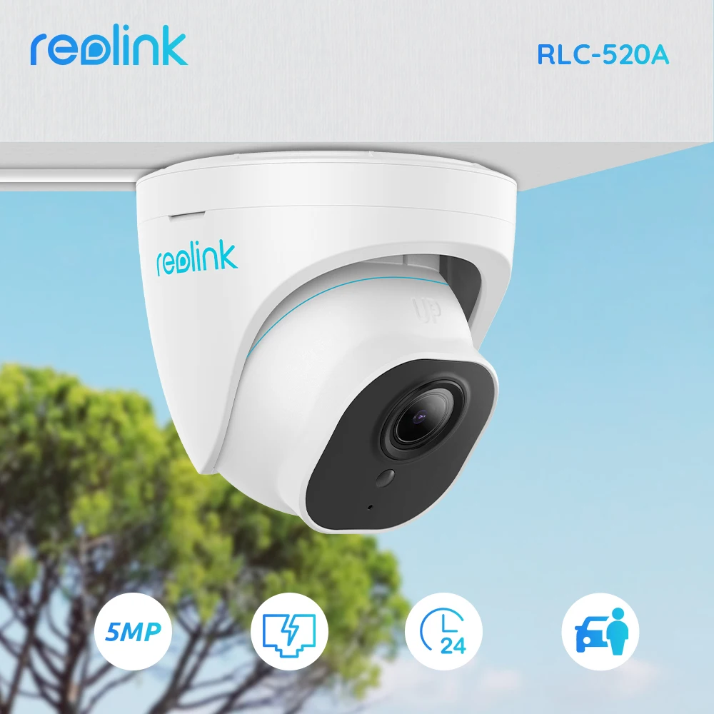 

Reolink 5MP PoE IP Camera RLC-520A Human/car Detection Security Outdoor Video Dome Surveillance Camera Night vision Audio Record