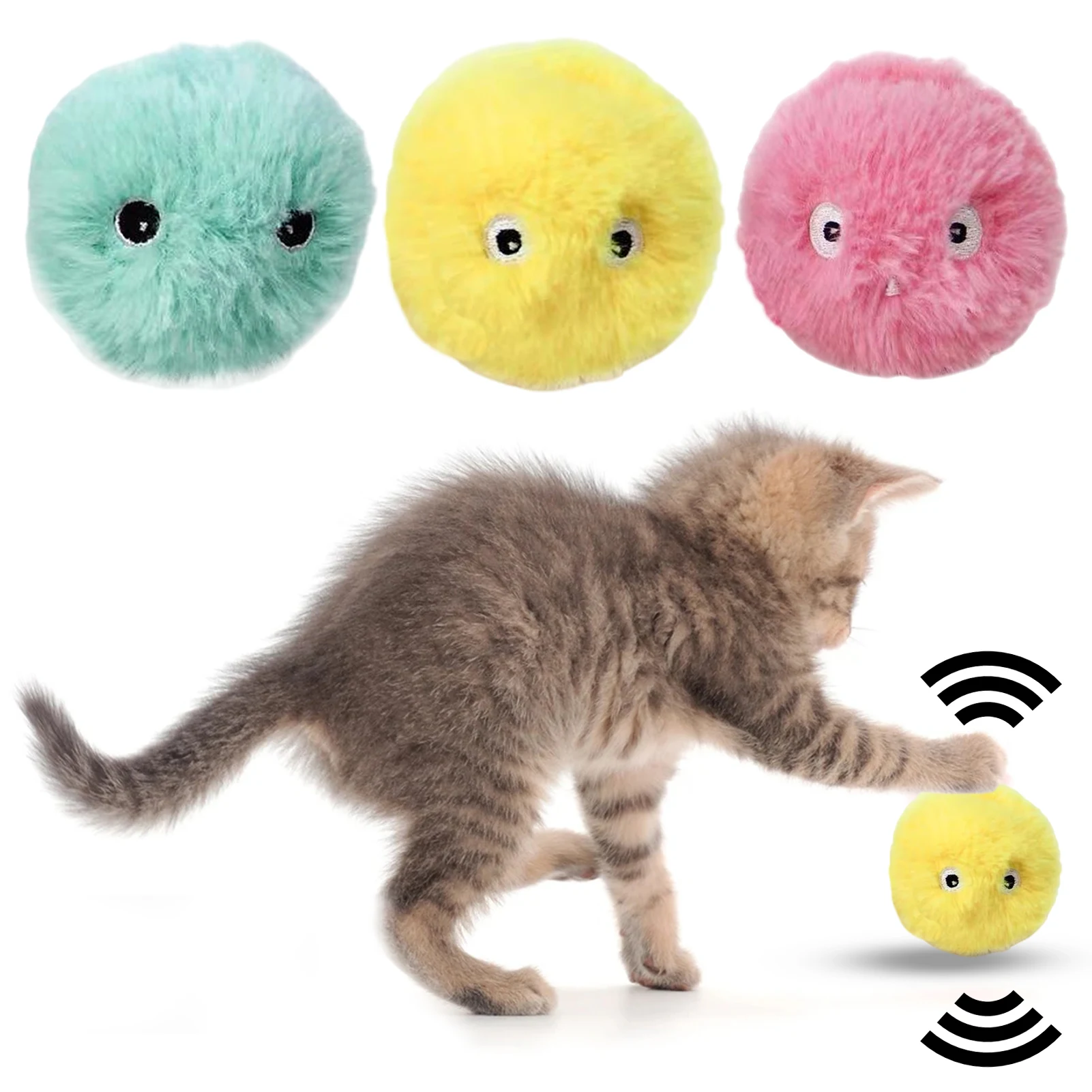 

Elves Fleece Smart Cat Toys Interactive Ball with Catnip Cat Training Squeaky Fidget Toys Cats Products for Pets Cat Toy Ball