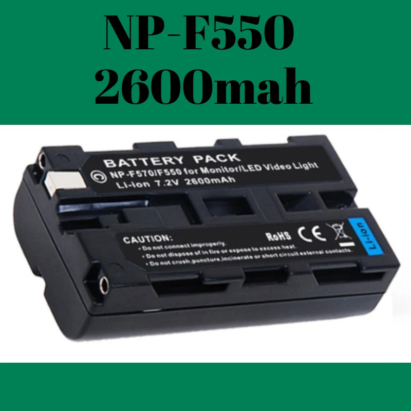 Фото NP F550 Аккумулятор высокой емкости 2600 мАч для Sony HVL F550 F570 F580 F43M F60RM F45RM Вспышка для видеосъемки Лампа для фотосъемки №1