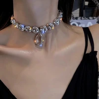 sexy super sparkling crystal necklace for women luxury large rhinestones clavicle chain womens neck jewelry accessories gifts