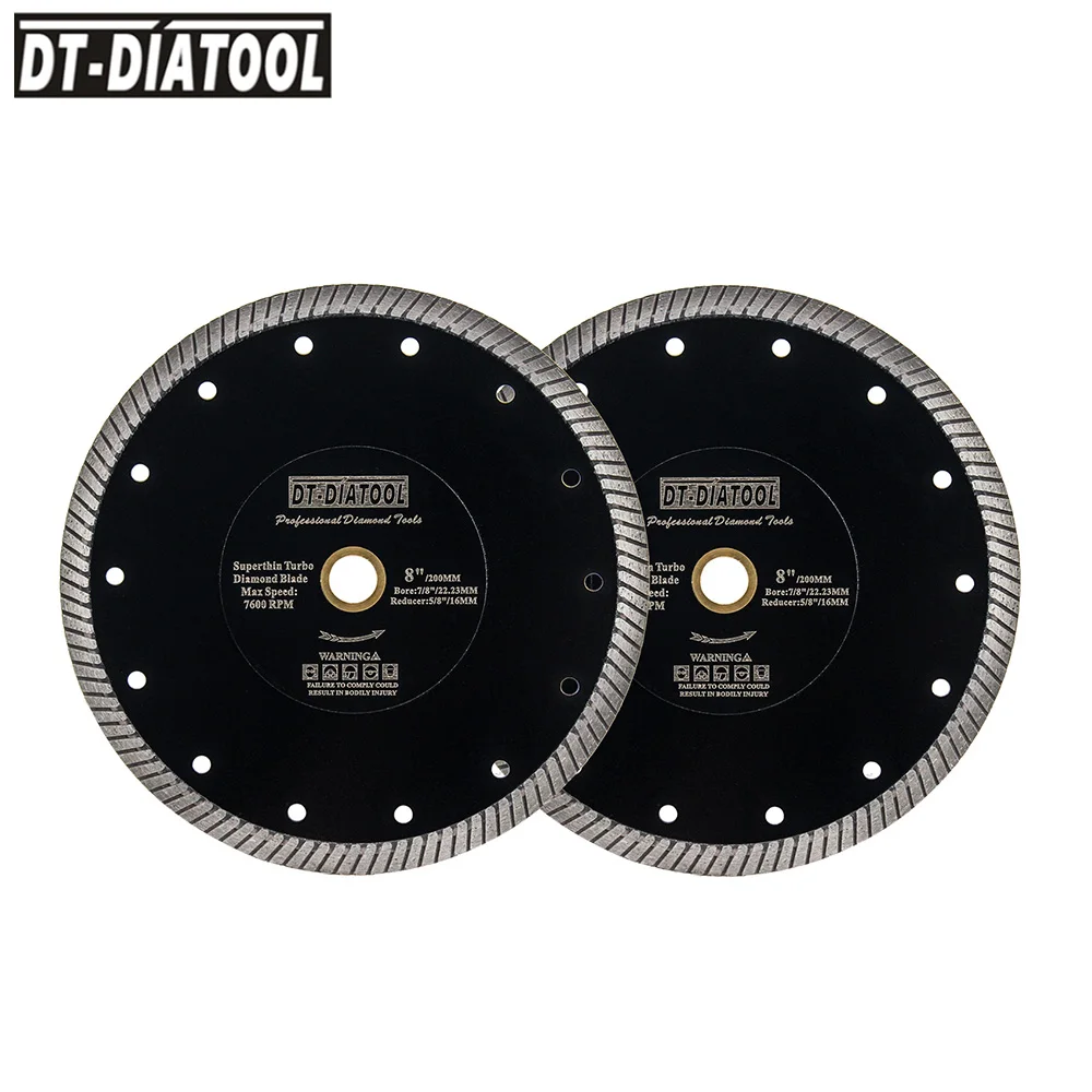DT-DIATOOL 2pcs Dia8inch/200mm Cutting Disc For Tile Porcelain Marble Ceramic Stone Angle Grinder Arbor22.23mm Diamond Saw Blade
