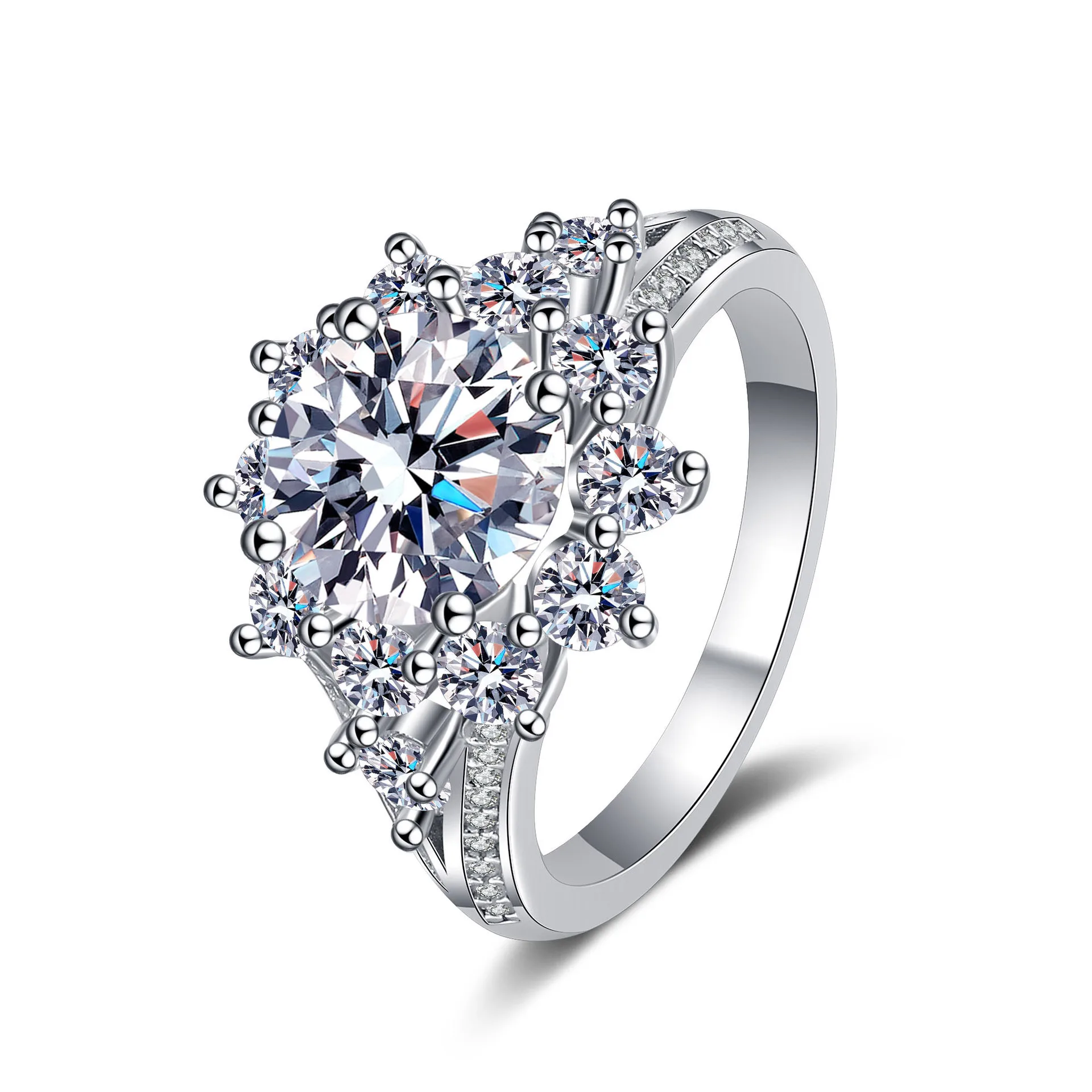 

Aisne Real 3ct VVS1 D Color Moissanite Wedding Rings For Women Engagement White Gold Color 100% 925 Sterling Silver Jewelry Ring