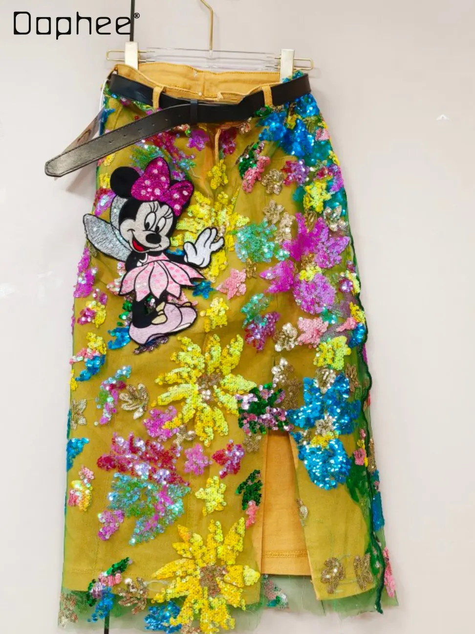 

Женская джинсовая юбка с завышенной талией, свободного покроя