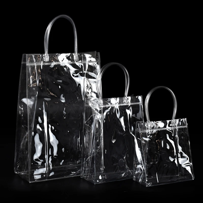 5 шт. прозрачные подарочные пакеты из ПВХ с ручкой