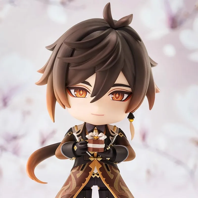 Kawaii Q версия Zhongli Фигурка Genshin Impact Аниме ПВХ Модель Скульптура Ручная работа