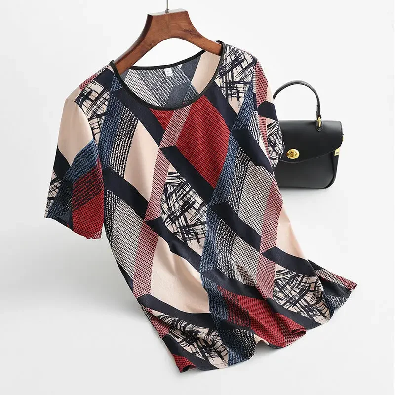 Блузка Женская атласная с цветочным принтом шелковая Повседневная рубашка