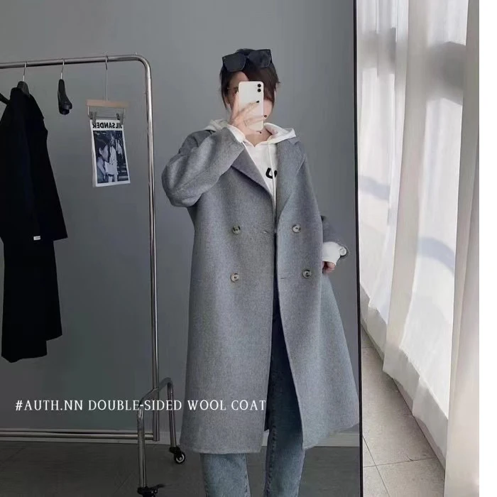 2024 осенние шерстяные пальто с отложным воротником зимнее кашемировое двубортное