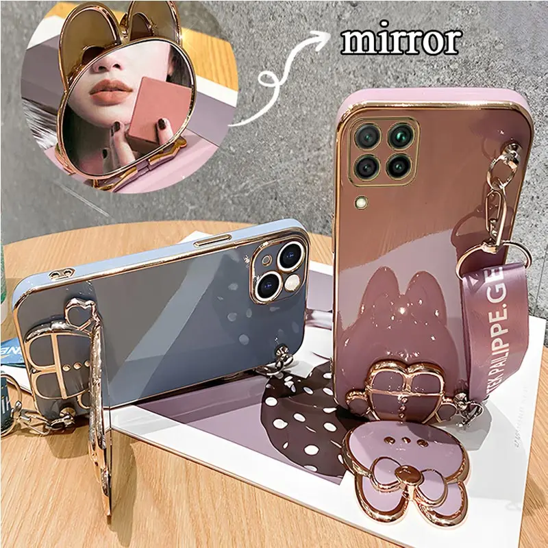 

Mirror Crossbody Lanyard Phone Holder Case For Huawei P30 P20 P40 Lite Pro Nova 3i 3e 4e 5 5i 8 7 6se smart Stand Strap Cover