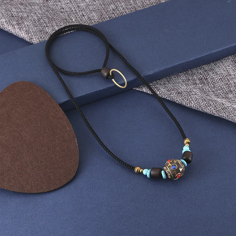 

Ожерелье с непальскими бусинами в классическом этническом стиле, винтажное простое модное регулируемое ожерелье-чокер, ожерелье-воротник, ...