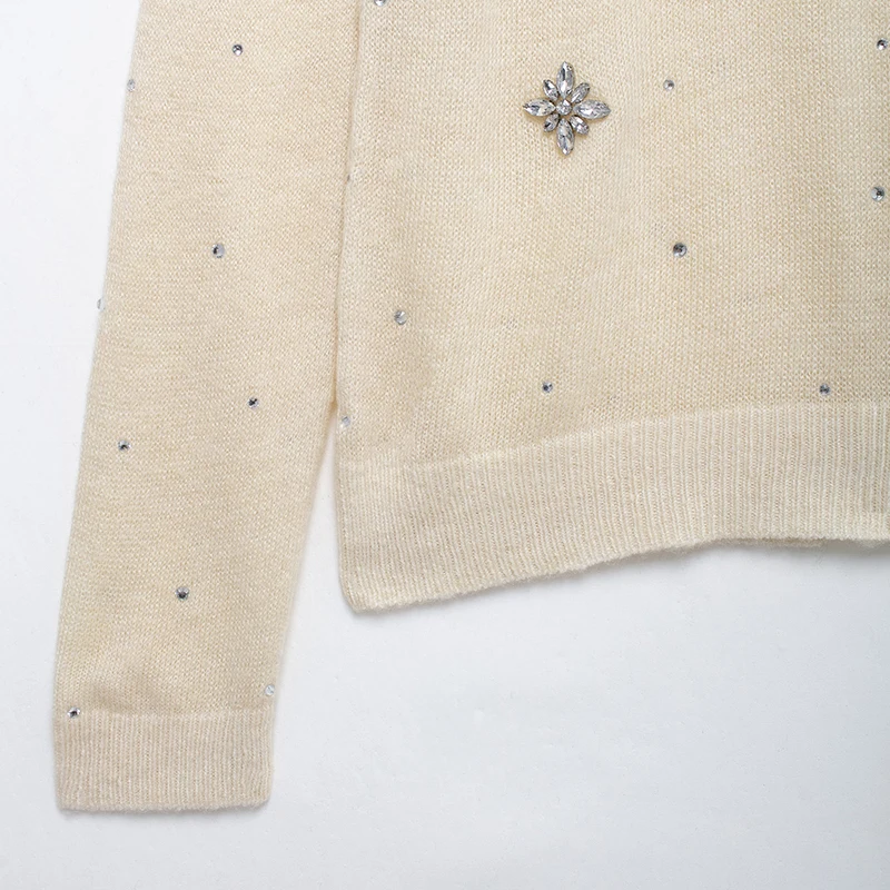 Повседневный женский вязаный свитер с круглым вырезом и открытой спиной пуловер