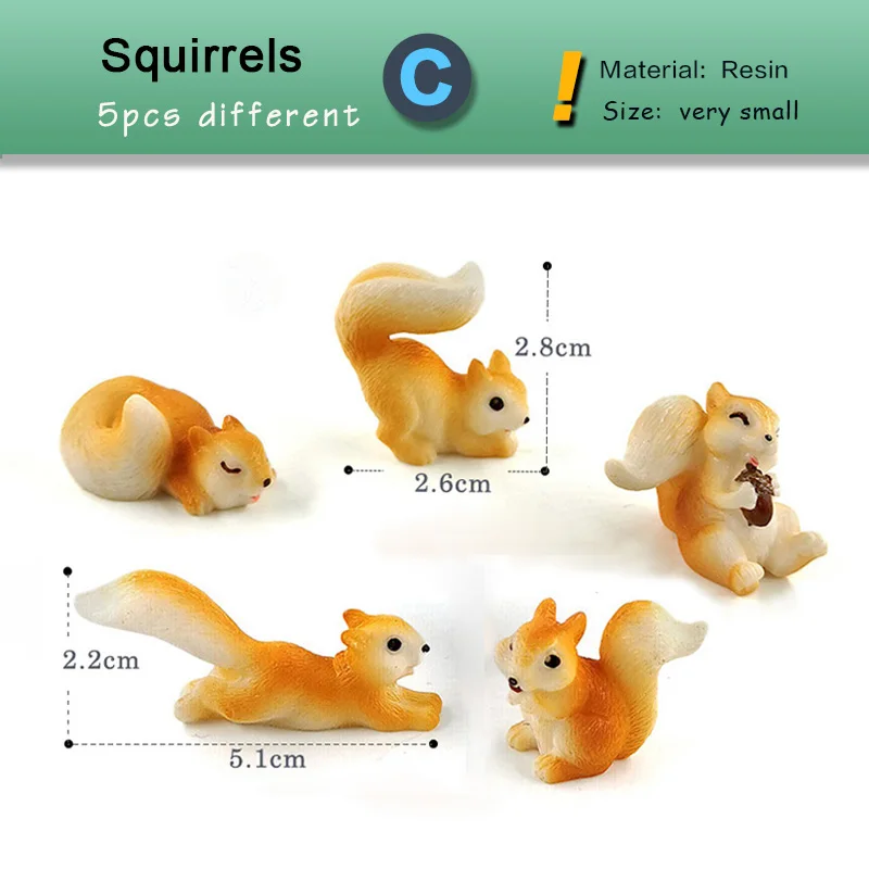 

Миниатюрные фигурки белок из резины 5 шт