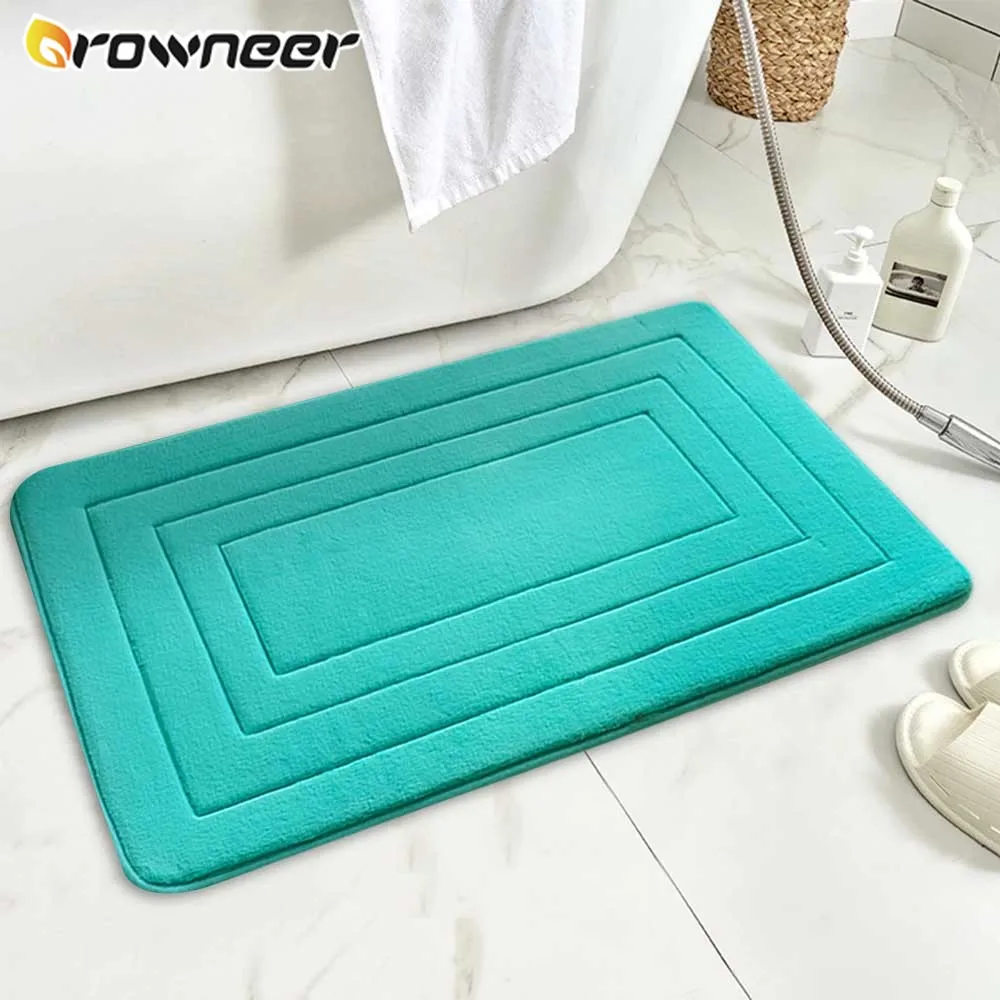 

Coral Velvet Bath Mats Anti-slip Floor Mat Embossing Bathroom Bathtub Side Rug Solid Color Super Absorbent Carpet Home Décor