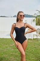 black sexy perspective mesh stitching one piece womens swimsuit summer beach holiday swimwear bathing clothes for ladies