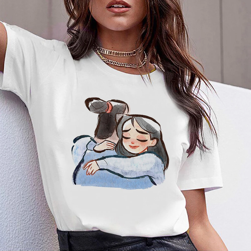 

Disney Hot Selling Fashion Dropship Kawaii Pattern Short Sleeve High Quality Female T Shirt Jasmine Hug Printing Women T-Shirts