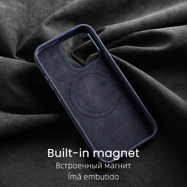 Magnetic ALCANTARA Case for iPhone 14 Pro Max 12 13 mini Luxury Artificial Leather Supercar Turn Fur Business Phone Cases Cover 5