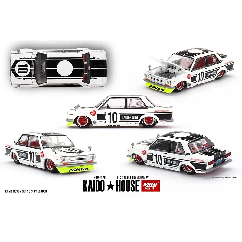 Фото MINIGT KHMG 175 В наличии 1:64 Skyline 2000 GTR KPGC10 Street V1 Открываемый капот Литая под давлением модель автомобиля Kaido House №3