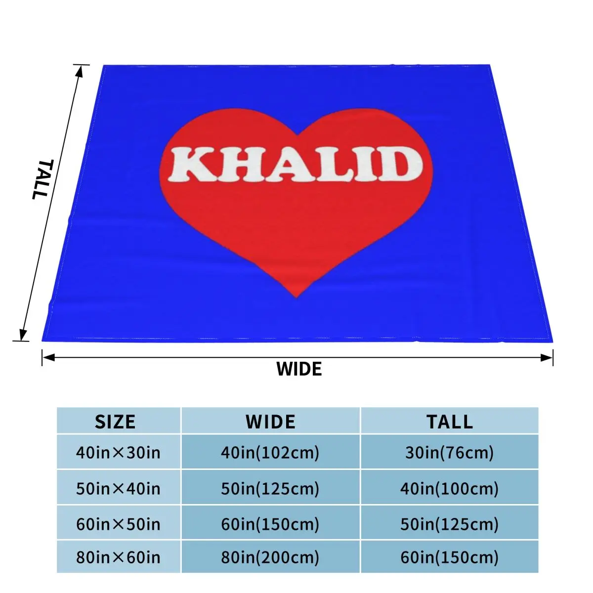 Ультрамягкое Флисовое одеяло I Love Khalid Heart An