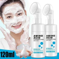 120ml skin care amino acid facial cleansing foam acne care scrub whitening moisturizing brush anti aging massage cleanser anti